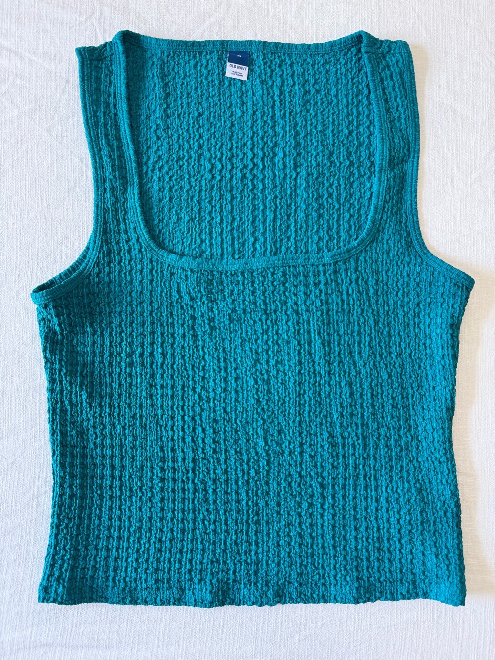 Old Navy Teal Textured Square Neck Tank Top